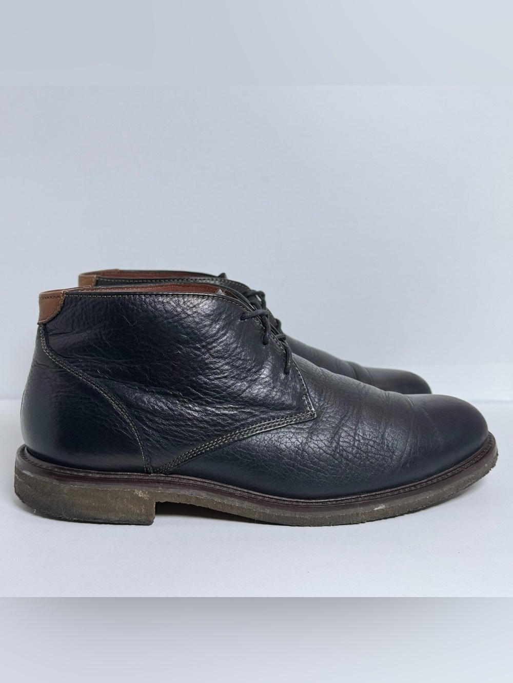 Johnston & Murphy Copeland Mens 9.5 Chukka Boots Sheepskin Leather Black 25/2021